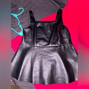 Cato Black Faux Leather Sleeveless Top